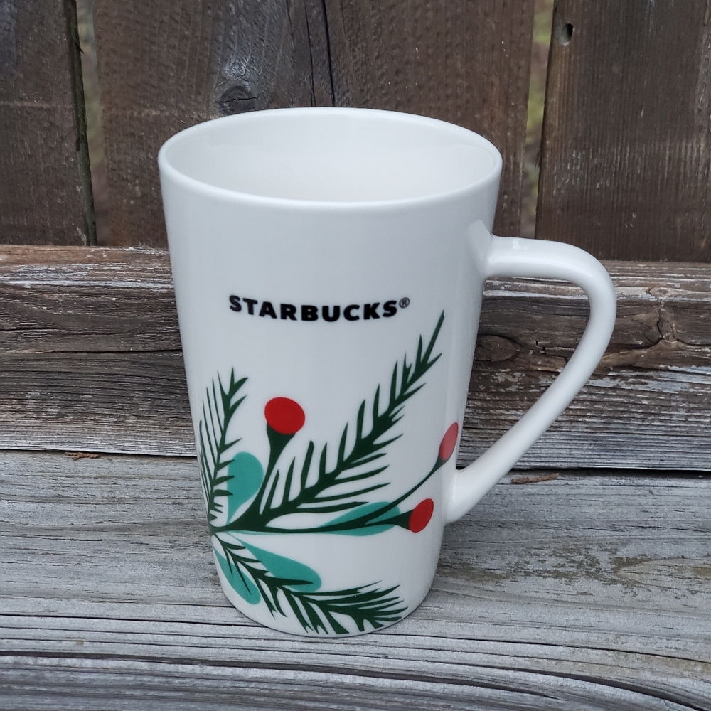 Starbucks Holiday 2020 Coffee Mug Tall 12oz Christmas Holly Pine Bough Art